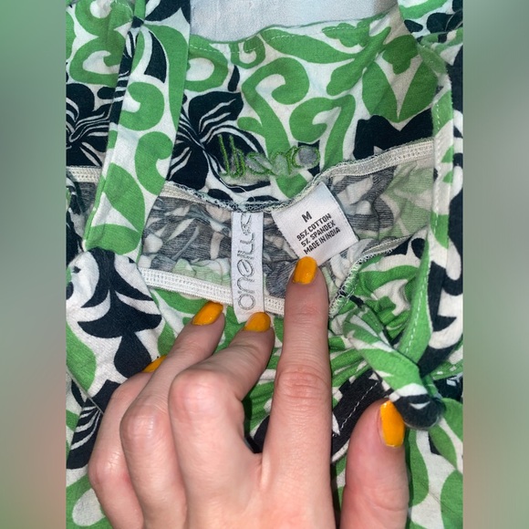 y2k green white and black patterned mini dress - Picture 2 of 5